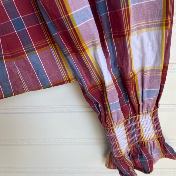 Something Navy Plaid Ruffled Top - Picture 5 of 9